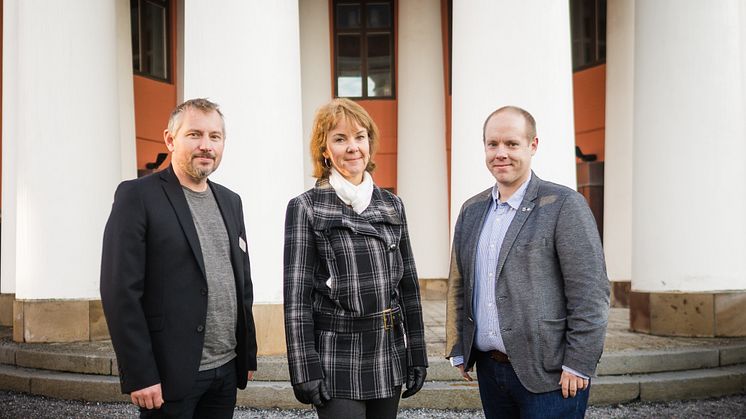 Henrik Olsson, näringslivsutvecklare, Lena Berglund, regionchef Nord på E.ON och Andreas Sjölander, kommunstyrelsens ordförande. Foto: Julia Erixon