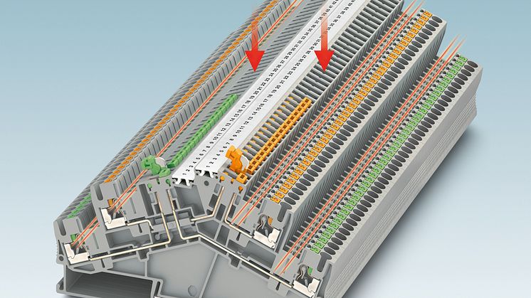 Knife disconnect terminal blocks in compact desk design