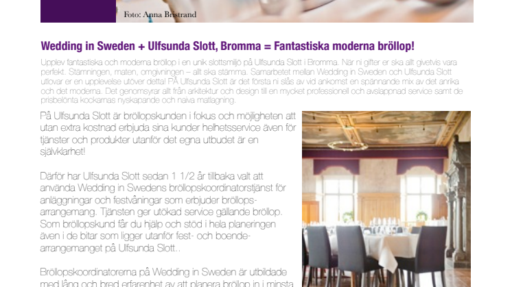 Wedding in Sweden + Ulfsunda Slott, Bromma = Fantastiska moderna bröllop!