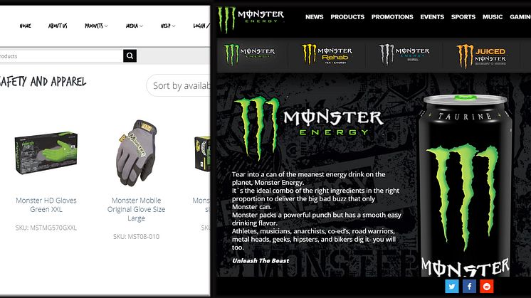 Monster Tools (left) vs Monster Energy (right)