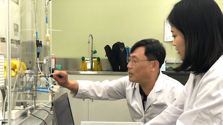 En av anledningarna till förekomsten av radon i de koreanska madrasserna tros vara förekomsten och användningen av mineralet monazit. Bild från Hanil Nuclears laboratorium.