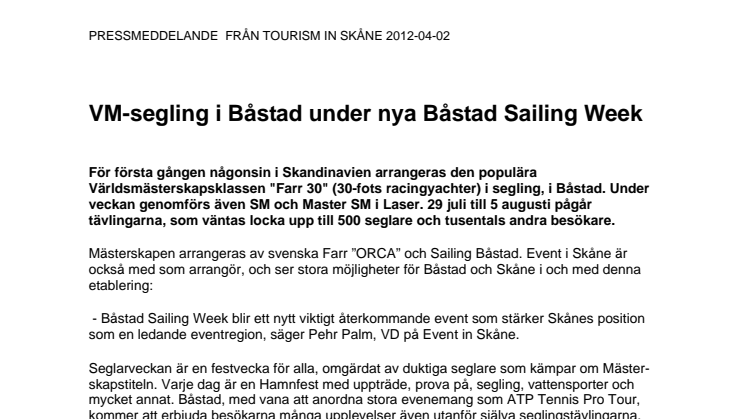 VM-segling i Båstad under nya Båstad Sailing Week