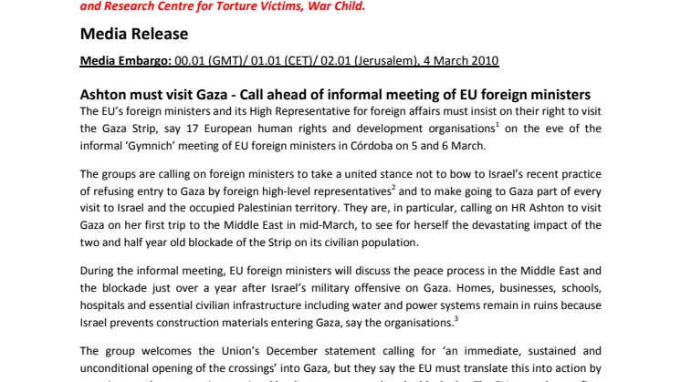 Kräv möjlighet att resa in i Gaza, EU!