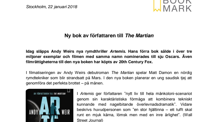 Ny bok av författaren till The Martian