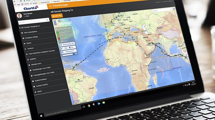 ChartCo's FleetManager enables shore-based customers to access live ship management and tracking data