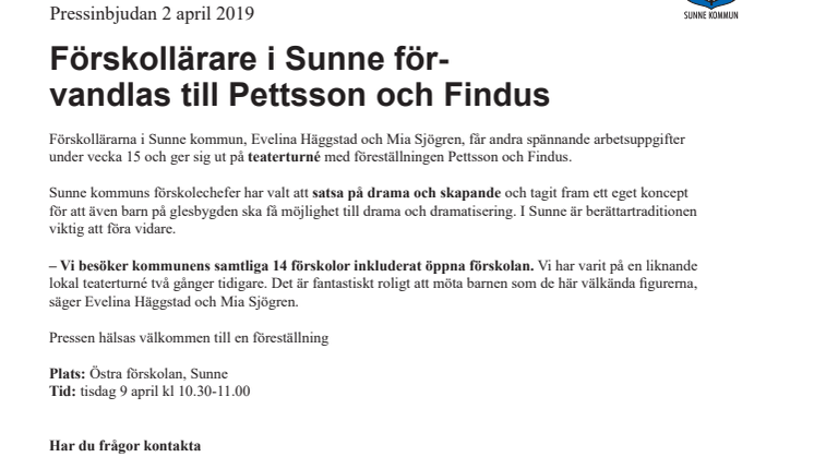 Förskollärare i Sunne förvandlas till Pettsson och Findus