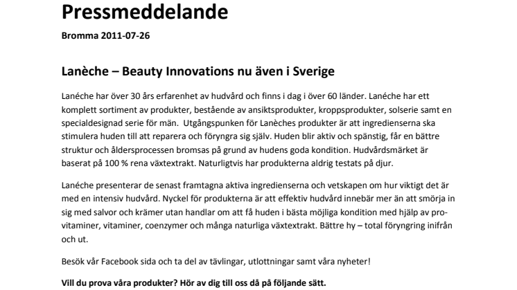Lanèche – Beauty Innovations nu även i Sverige