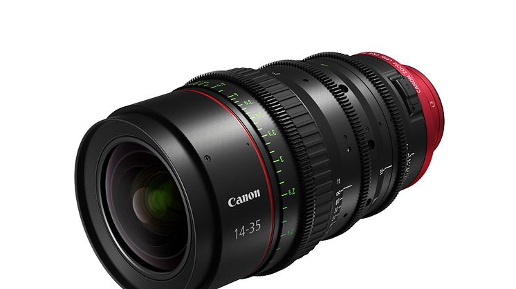 One of the two new Super 35mm lenses in the Flex Zoom line-up, Canon CN-E14-35mm T1.7 L S / SP.
