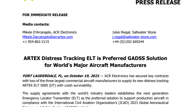 Oct 19 2021 - ARTEX Distress Tracking ELT is Preferred GADSS Solution.pdf