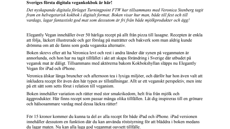 Sveriges första digitala vegankokbok är här! 