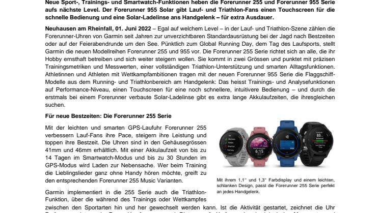 Garmin PM Forerunner 255 & Forerunner 955