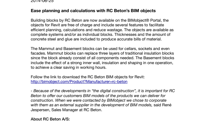 Ease planning and calculations with RC Beton’s BIM objects