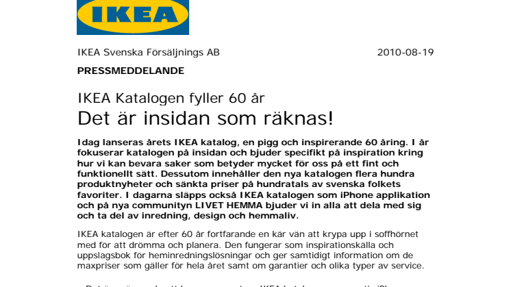 IKEA Katalogen fyller 60 år - Det är insidan som räknas!