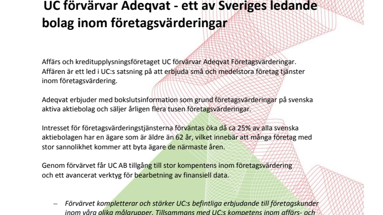  UC förvärvar Adeqvat - ett av Sveriges ledande bolag inom företagsvärderingar