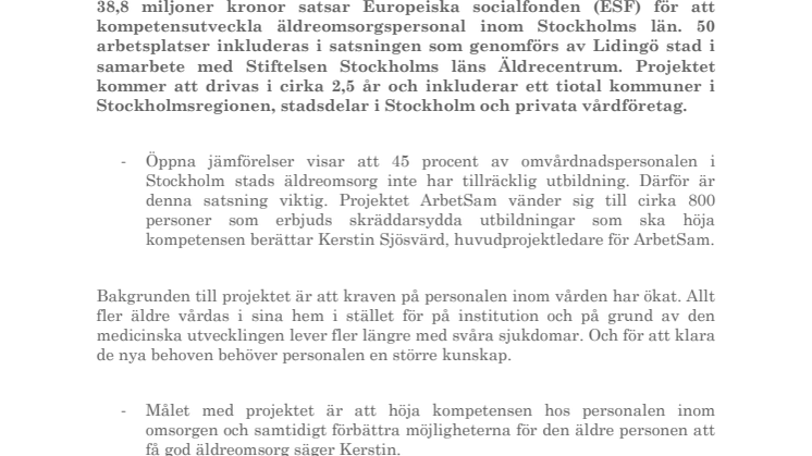 Ca 40 miljoner satsas på att kompetensutveckla äldreomsorgspersonal