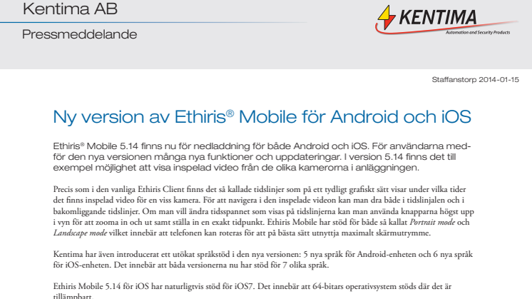 Ny version av Ethiris Mobile för Android och iOS