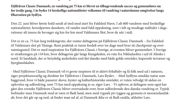 Fjällräven Classic Danmark byder 14 forskellige nationaliteter til vandring på Øhavsstien, Sydfyn. 