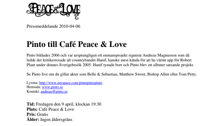 Pinto till Café Peace & Love