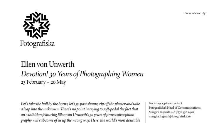Ellen von Unwerth is celebrating women at Fotografiska