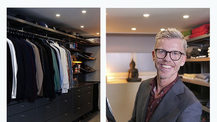 Bingo Rimér in his Walk-in closet in Grey Décor