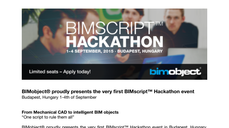  BIMobject® proudly presents the very first BIMscript™ Hackathon event 