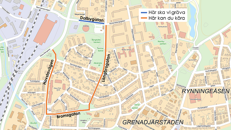 Begränsad framkomlighet på Dalbygatan vid Svampen när vi byter ut gamla vattenledningar