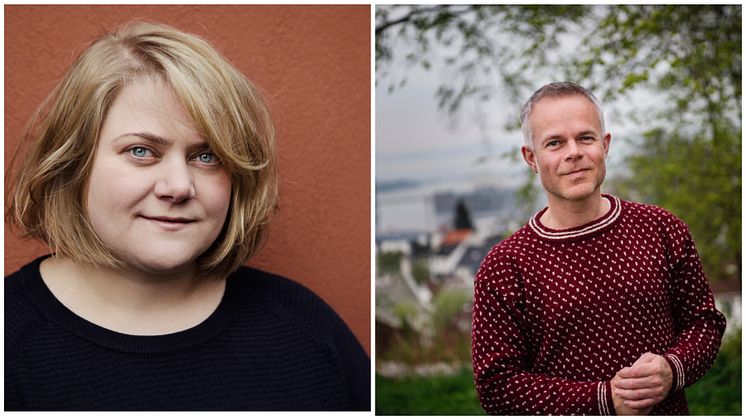 Finalister i NRKs litteraturkåring. Ida Fjeldbraaten (Foto: Anna-Julia Granberg/Blunderbuss) og Tore Renberg  (Foto: © Marie von Krogh)