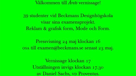 Pressvisning av examensprojekten på Beckmans Designhögskola.