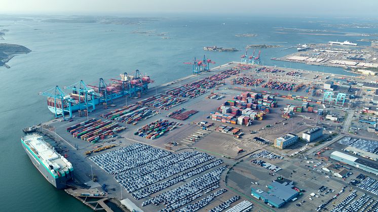 Container volumes increased for the sixth quarter in a row  at the Port of Gothenburg. Photo: Gothenburg Port Authority.