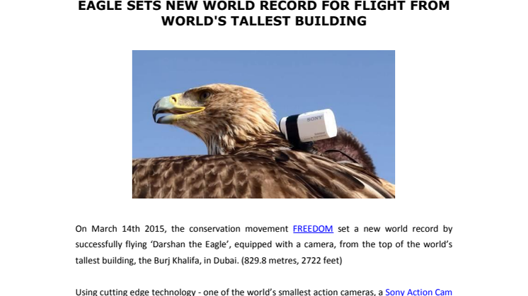 EAGLE SETS NEW WORLD RECORD FOR FLIGHT FROM WORLD'S TALLEST BUILDING