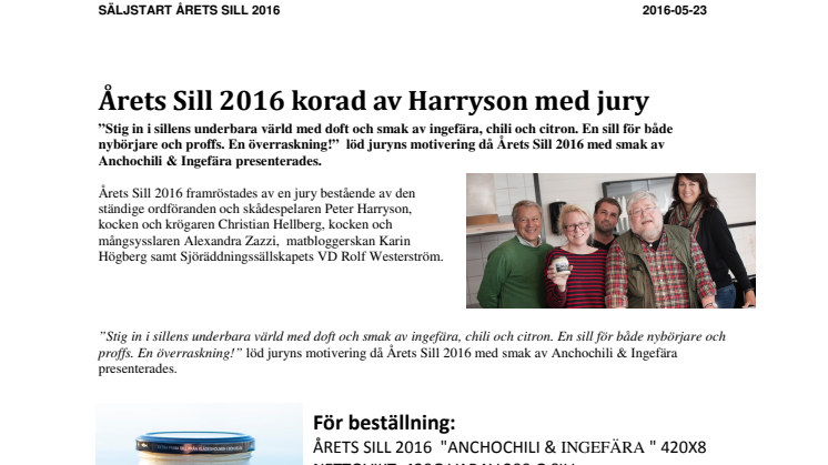 BESTÄLL HEM ÅRETS SILL 2016 till säljstart 6 juni 