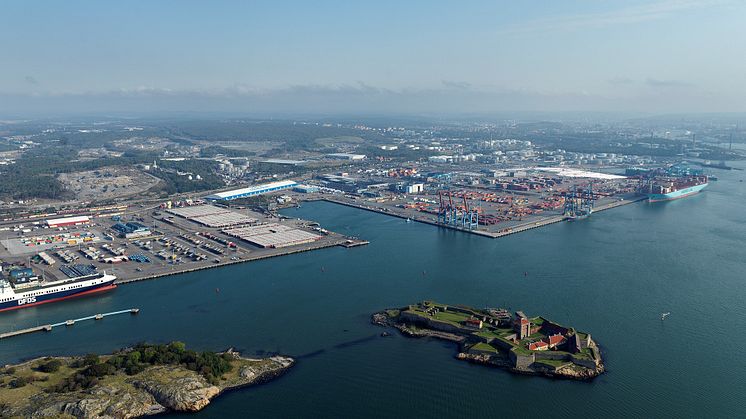 The main roro- and container terminals at the Port of Gothenburg. Photo: Gothenburg Port Authority. 