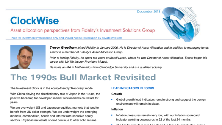 Trevor Greetham's Investment Clock december: The 1990s Bull Market Revisited
