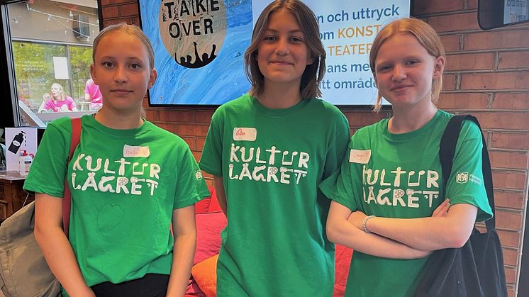 Elsa, Isabell och Saga, tre av Kulturlägrets deltagare.