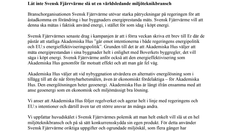 Geotecs brev till Finansmarknadsdepartementet