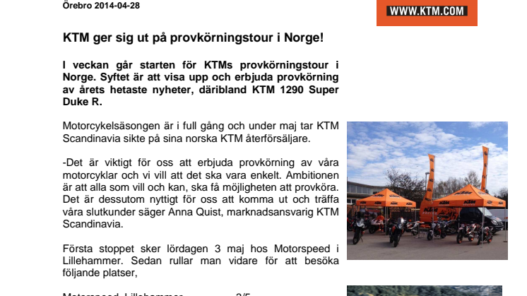 KTM ger sig ut på provkörningstour i Norge!