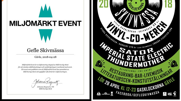 Skivmässan certifikat och 2018-års affisch