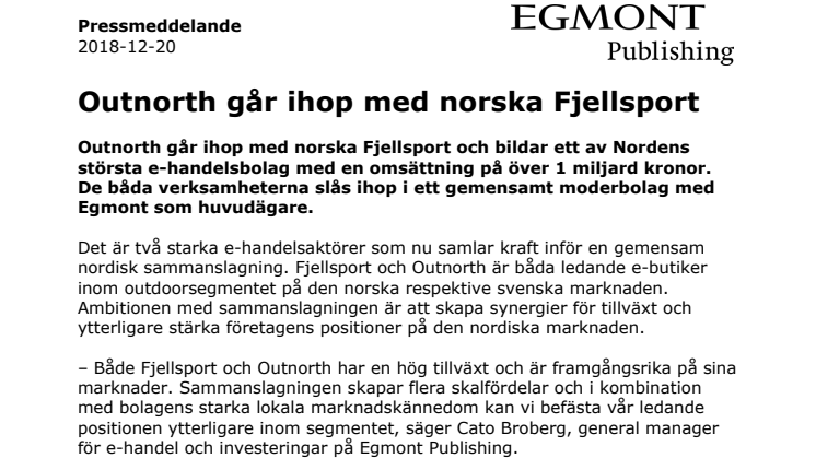 Outnorth går ihop med norska Fjellsport