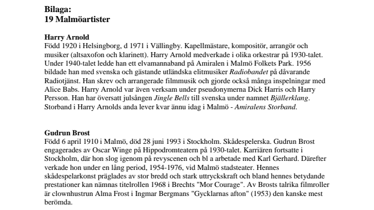 19 Malmöartister - bilaga