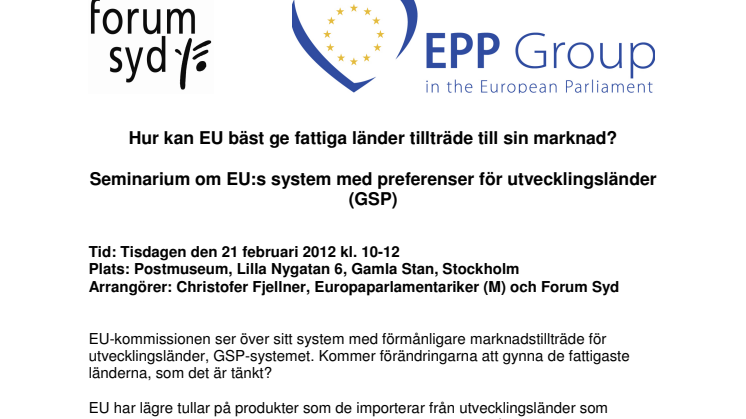 Seminarium: Fattiga länder på EU:s marknad