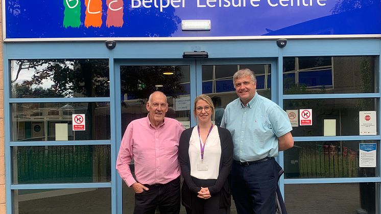 Pictured: Adrian Evans (left), Former Chair of Belper Leisure Centre, Bernard Murphy (right), Board Member, and Rachael Vickers (middle), Belper Leisure Centre Manager, following the successful sale of Belper Leisure Centre.