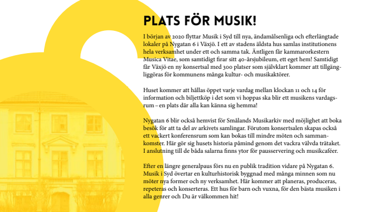 Nygatan 6 – Musik i Syds nya hus i Växjö