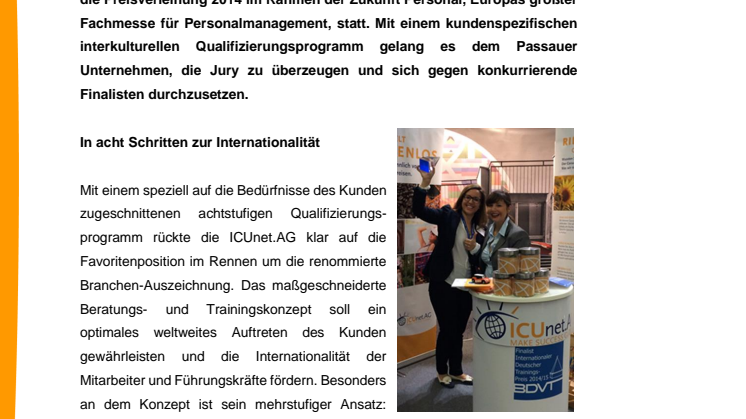 And the winner is… ICUnet.AG zum Gewinner des internationalen Deutschen Trainings-Preises 2014 gekürt