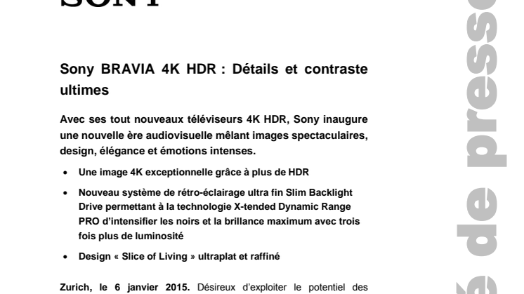 Sony BRAVIA 4K HDR : Détails et contraste ultimes