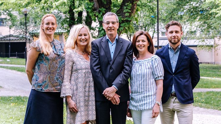 Från vänster: Elin Hölcke, VD Sigma Young Talent; Carina Eklöf, HR Specialist på AFA Försäkring; Lennart Andersson, IT-chef AFA Försäkring; Afrodite Panagos, Chef Systemutveckling AFA Försäkring; Johan Ward, Business Unit Manager Sigma Young Talent