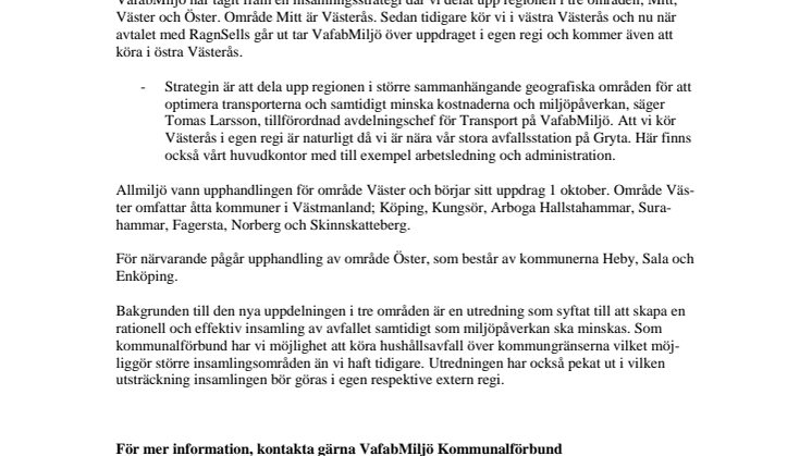 VafabMiljö tar över sophämtning i Västerås