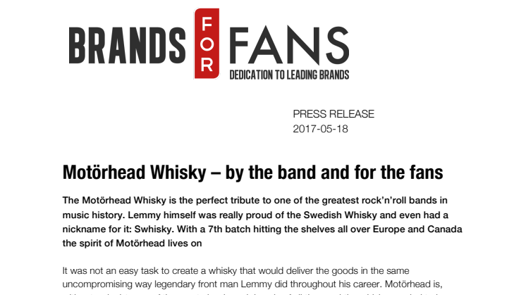 Motörhead Whisky – by the band and for the fans