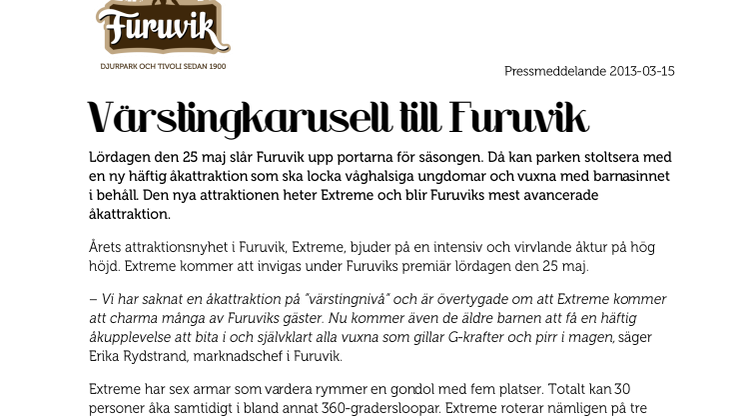 Värstingkarusell till Furuvik