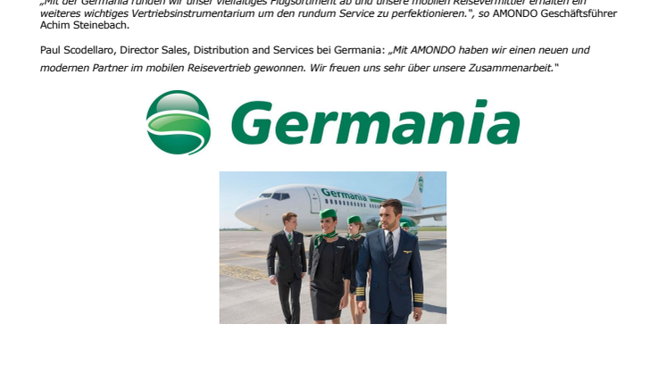 AMONDO und Germania geben engere Zusammenarbeit bekannt