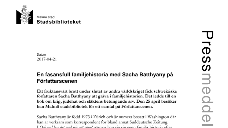 En fasansfull familjehistoria med Sacha Batthyany på Författarscenen